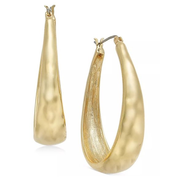New STYLE & CO Hammered Oval Hoop Earrings - Picture 1 of 2